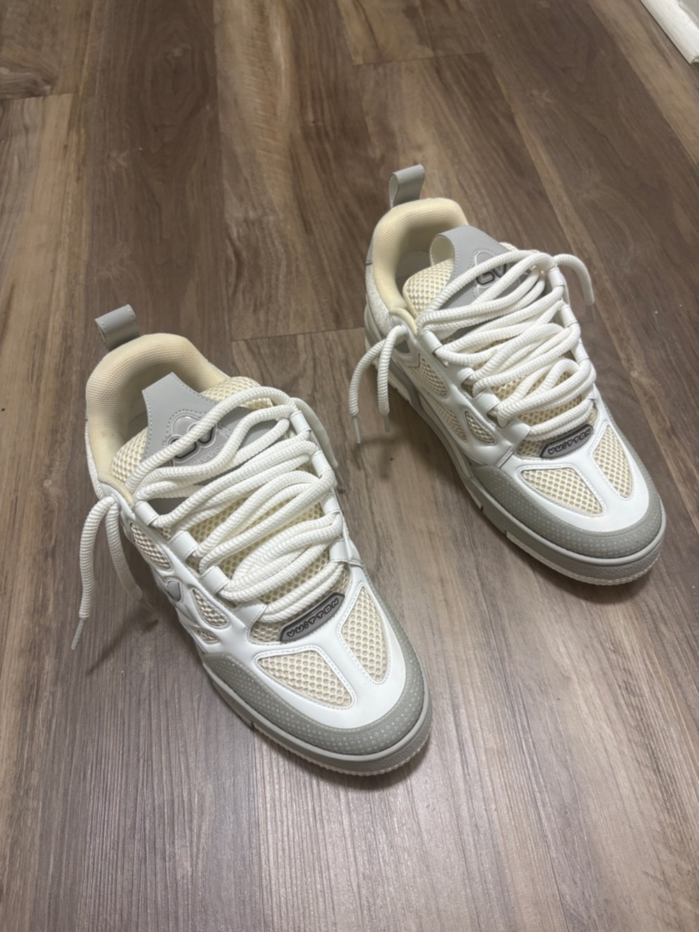 Louis Vuitton White Cream Beige Men's Sneakers
